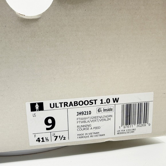 Adidas Ultraboost 1.0 Running Shoes Size 9 Womens White Green Gum JH2910 - Picture 10 of 10